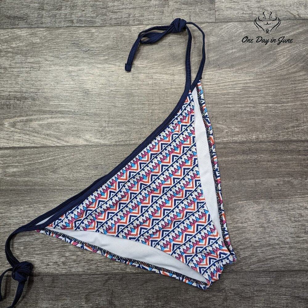 CharmLeaks Tribal Print Tie Side Bikini Bottom Multicolor String Swim Size XL